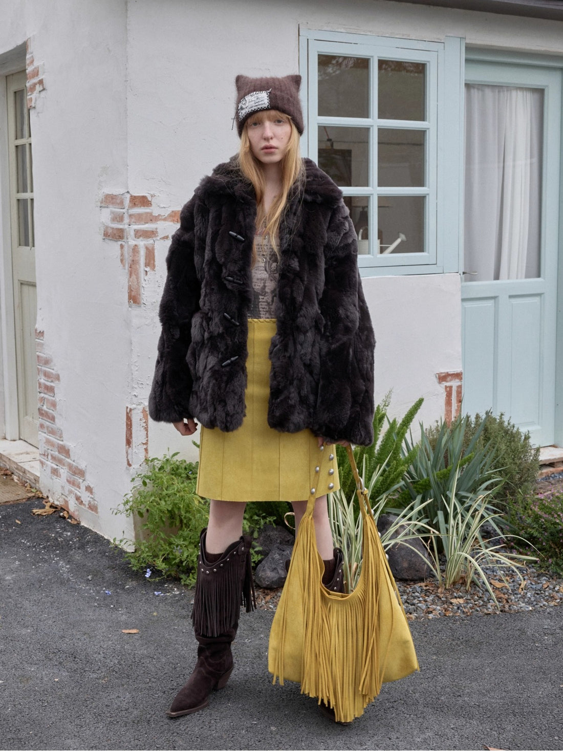 Rex Rabbit Patchwork Fur Jacket