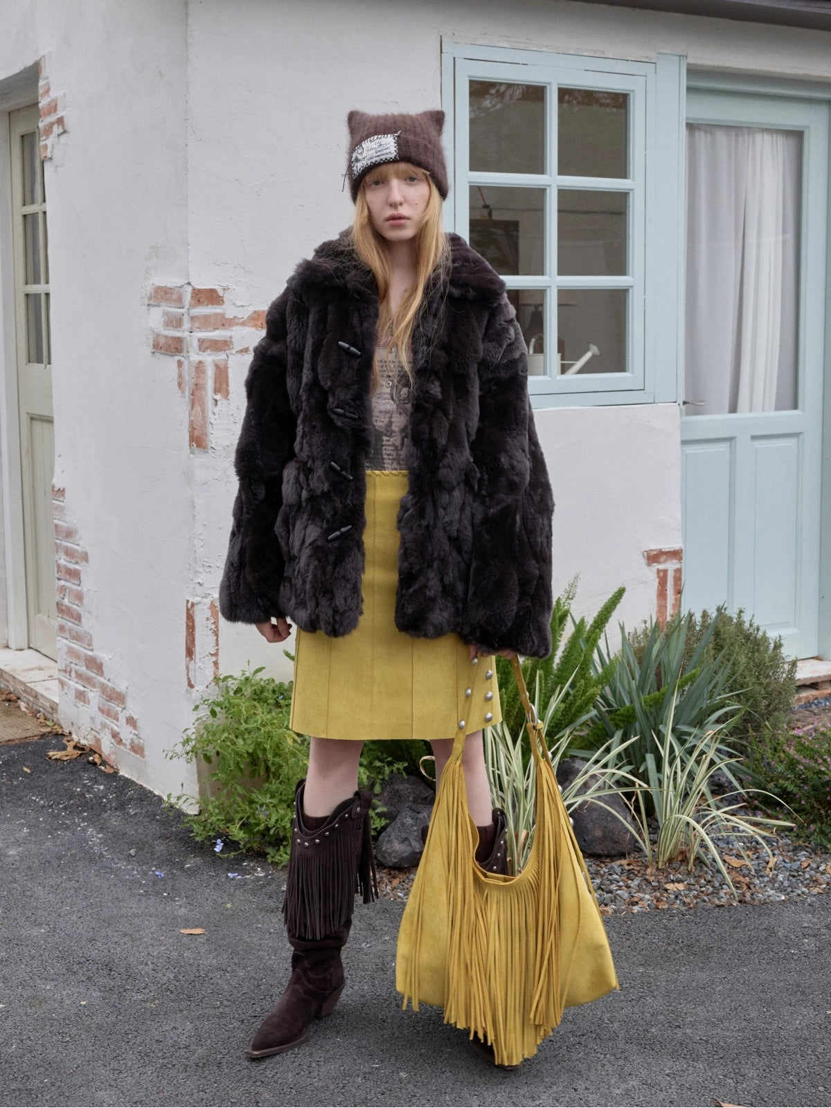 Rex Rabbit Patchwork Fur Jacket