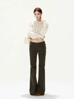 Metal Button Flare Pants