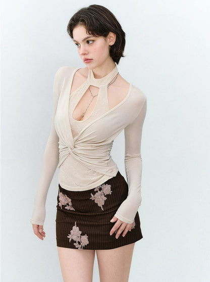 Twist Lace Halter Top