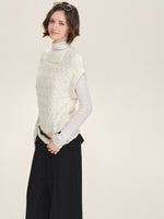 Belted Collared Wool Blend Vest