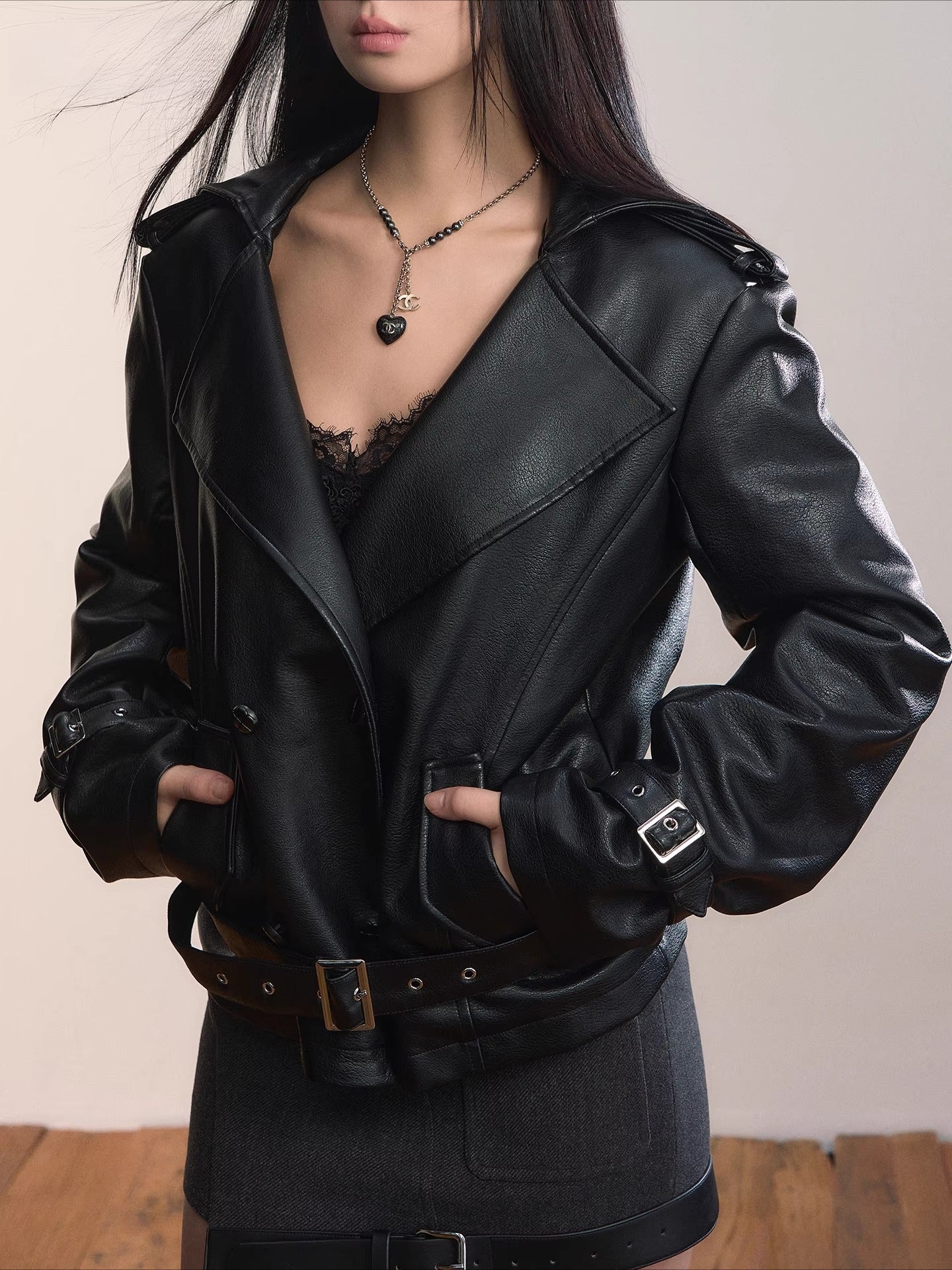 Black Heavy Duty Hooded Leather Jacket