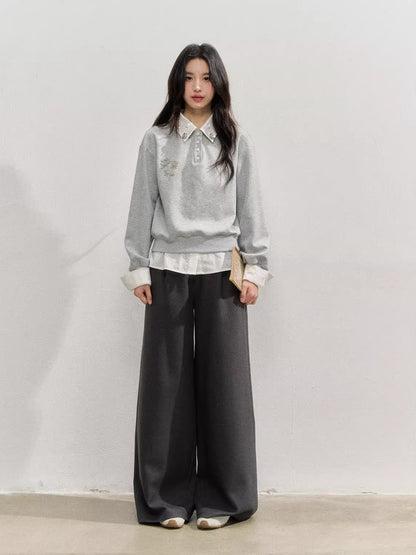 Layered Rose Crystal Collar 2-in-1 Sweatshirt