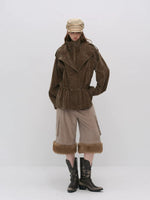 Corduroy Hooded Down Jacket