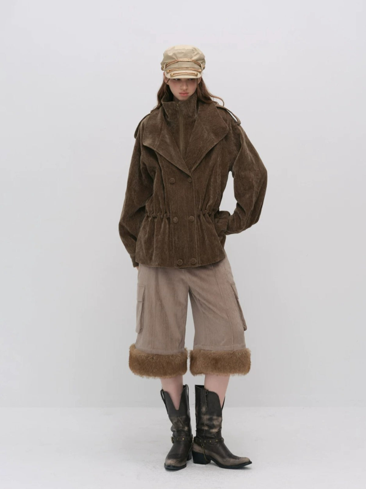 Corduroy Hooded Down Jacket
