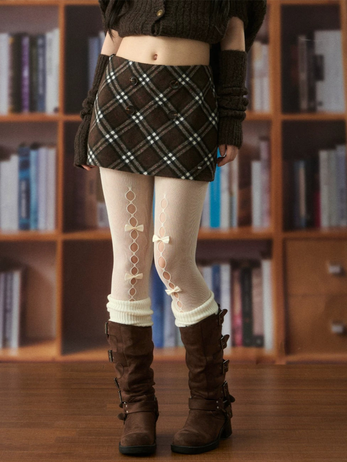 Plaid Double Breasted Mini Skirt