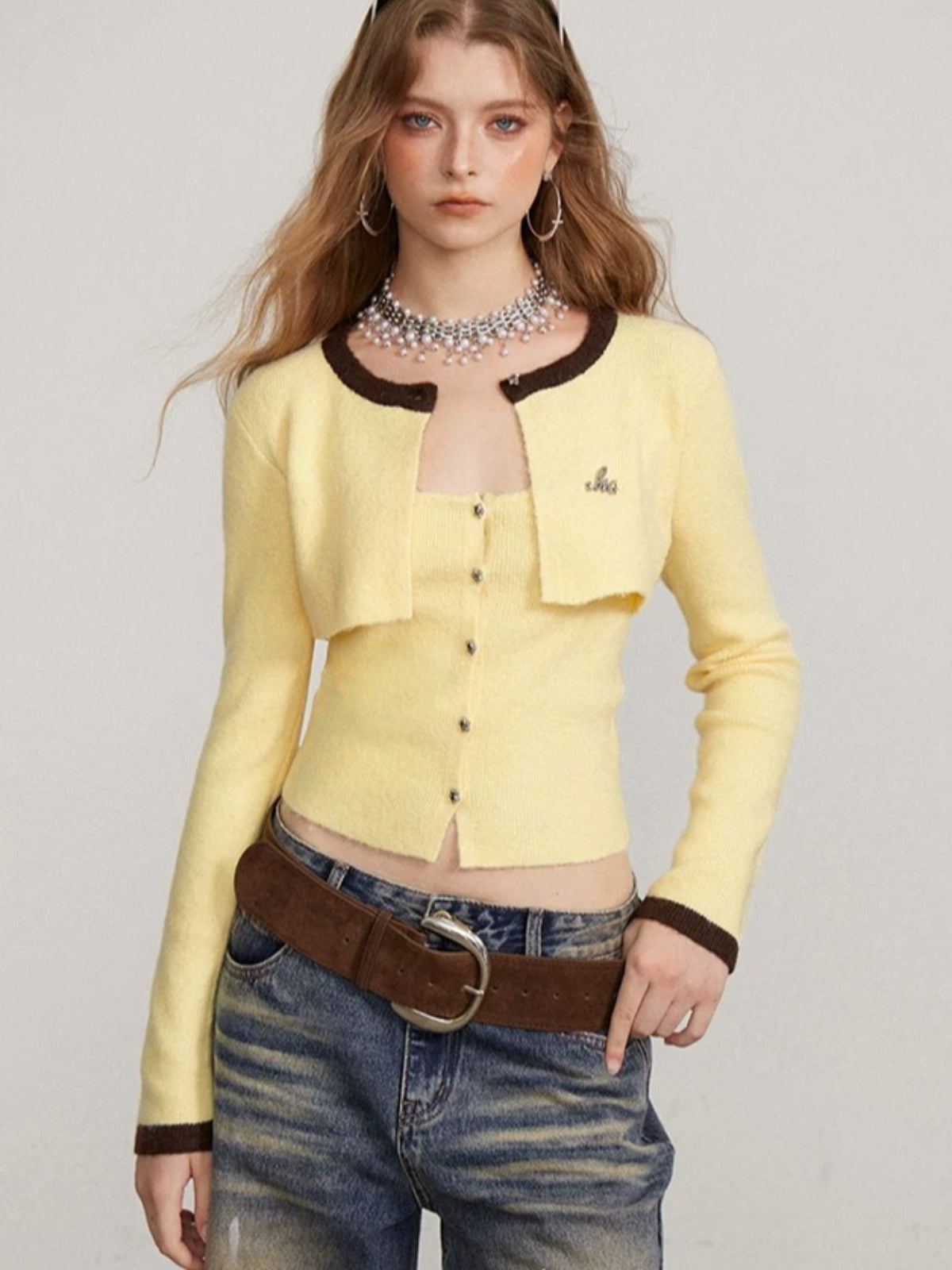 Layered Faux Two-Piece Knit Sweater