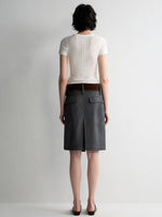 Grey Wool Double-layer Suit Midi Skirt