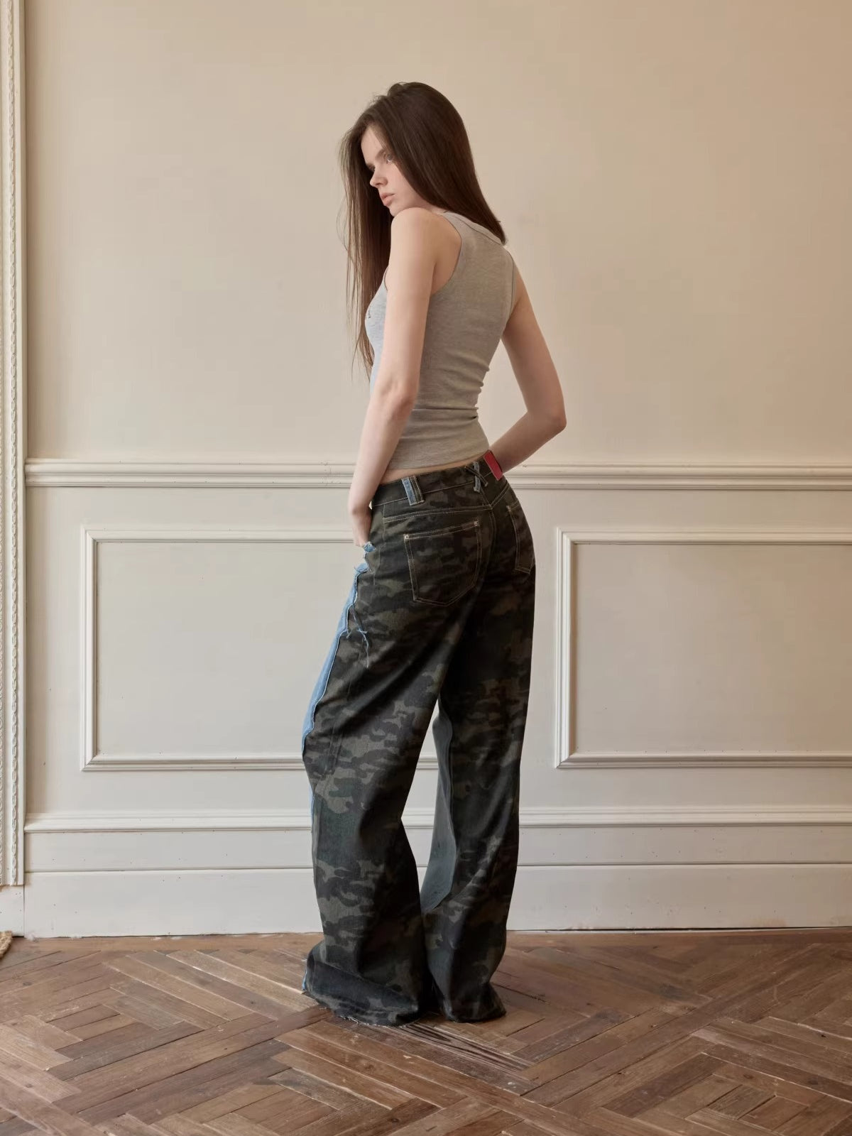 Camo Patchwork Denim Pants