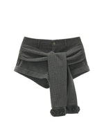 Asymmetric Tie Gray Mini Shorts