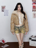 Low-Waisted Studded Bodycon Cargo Denim Shorts