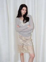 Apricot Lace Midi Skirt