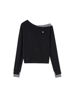 Contrast Asymmetrical Layered Sweater