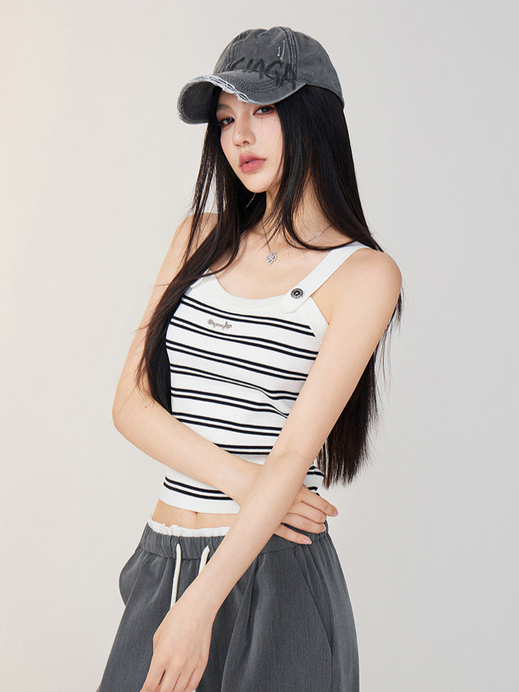 Color-Blocked Striped Knit Vest