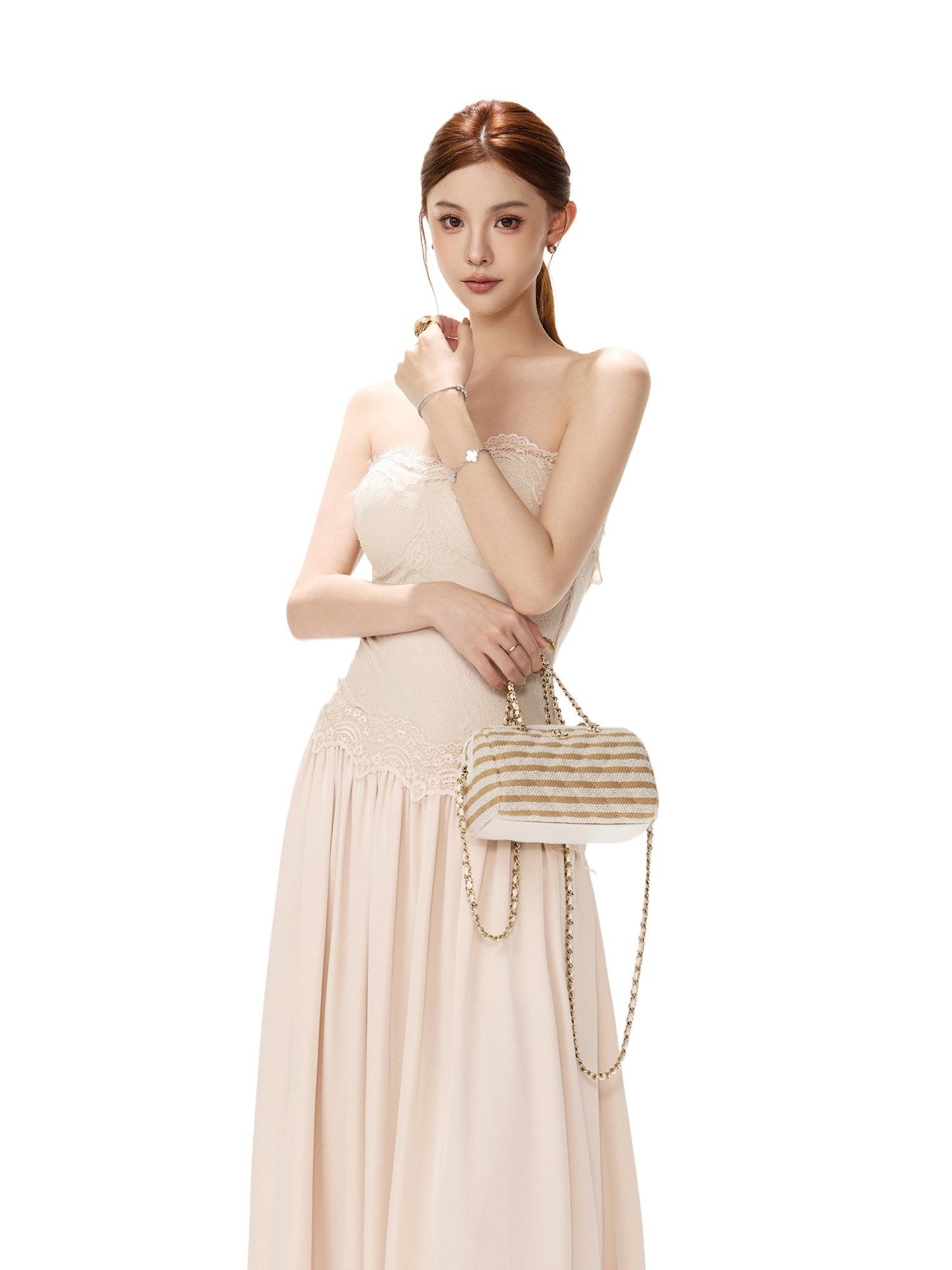Lace Strapless Maxi Dress