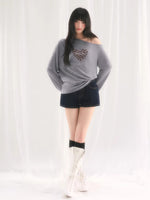 Gray Leopard Heart Top