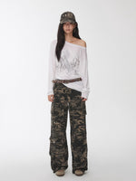 Distressed Star Studded Camouflage Baseball Cap