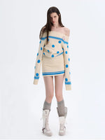 Color-block Striped Polka Dot Knit Dress