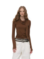Asymmetric Draped Wool Blend Top