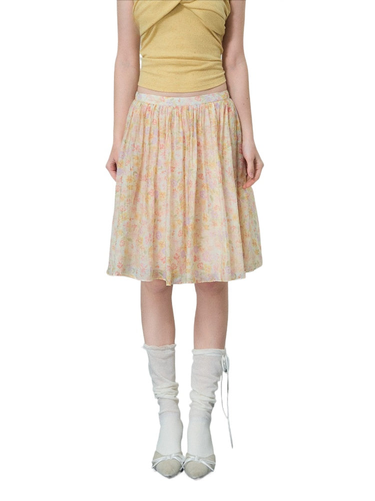 Floral Tencel A-Line Skirt