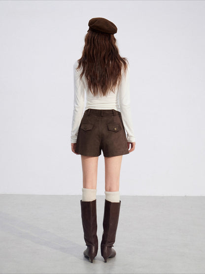 Studded Faux Suede Shorts