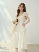 Rose Embroidery Square Neck Dress