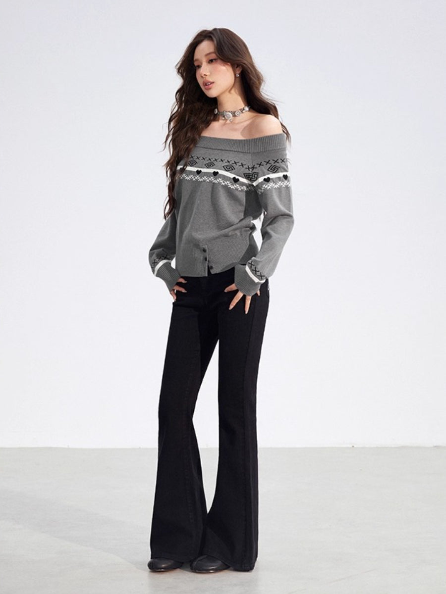 Embroidered Flared Slim-Fit Jeans