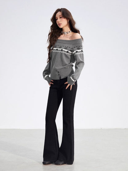 Embroidered Flared Slim-Fit Jeans