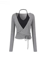 Colorblock Tie-Up Layered Tee