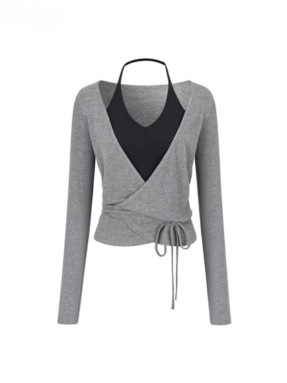 Colorblock Tie-Up Layered Tee