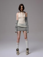 Solid Mohair High-Neck Sleeveless Vest
