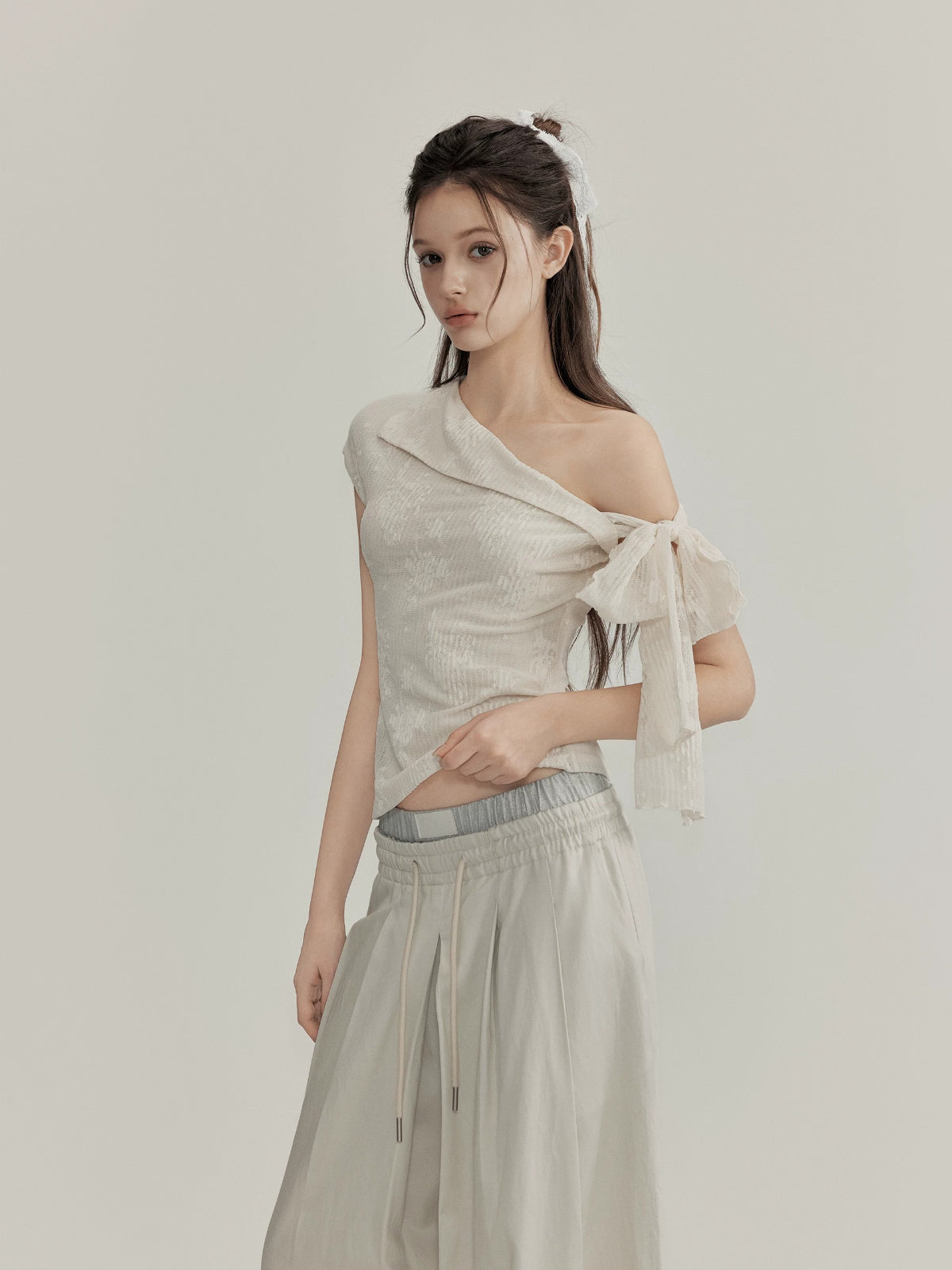 Lace Tie Shoulder Top