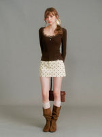 Lace Trim Knit Top
