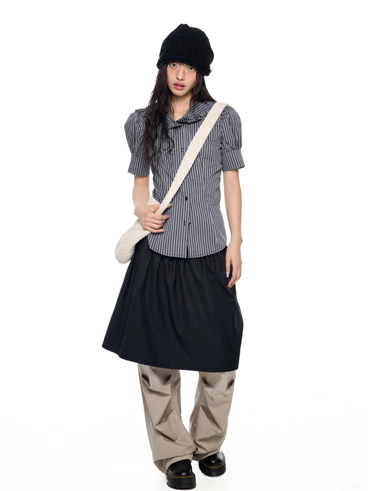 Striped Doll Collar Shirt