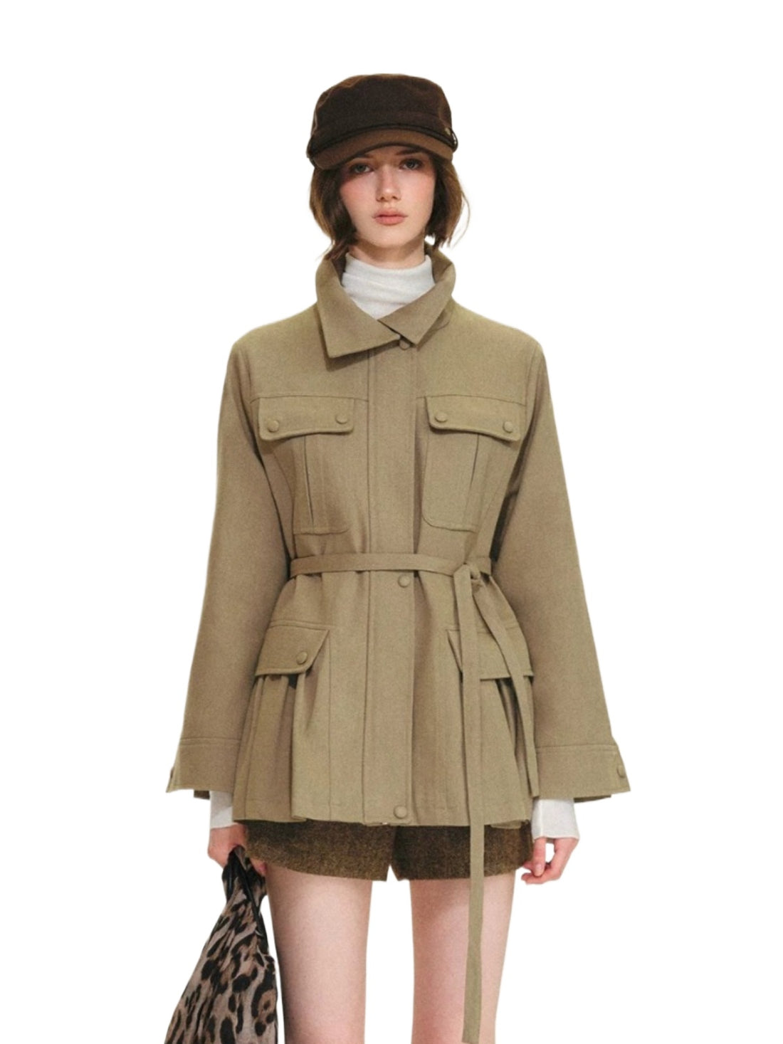 Vintage Belted Utility Pocket Coat