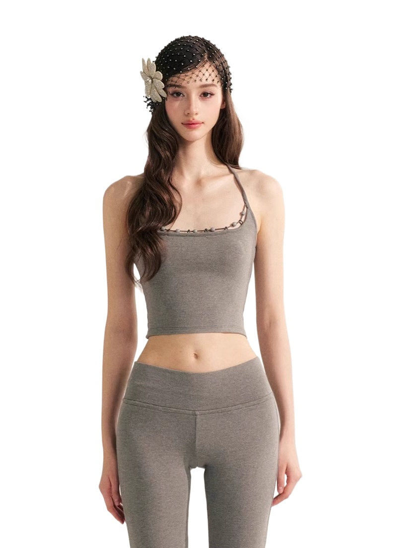 Lazy Weekend Beaded Tank Top &amp; Yoga Pants Set