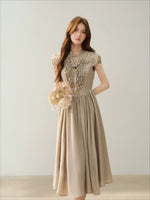 Acetate Ruffle Midi Dress