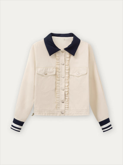 Naval Collar Vintage Stylish Jacket &amp; Skirt Set