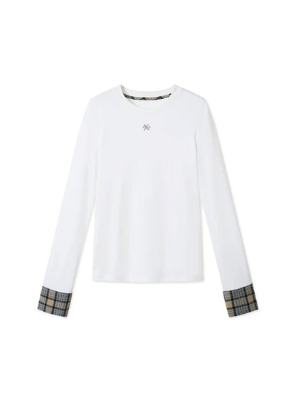 White Plaid Cuff Tee