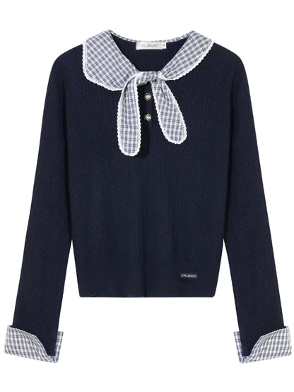 Cable Knit Checkered Sweater