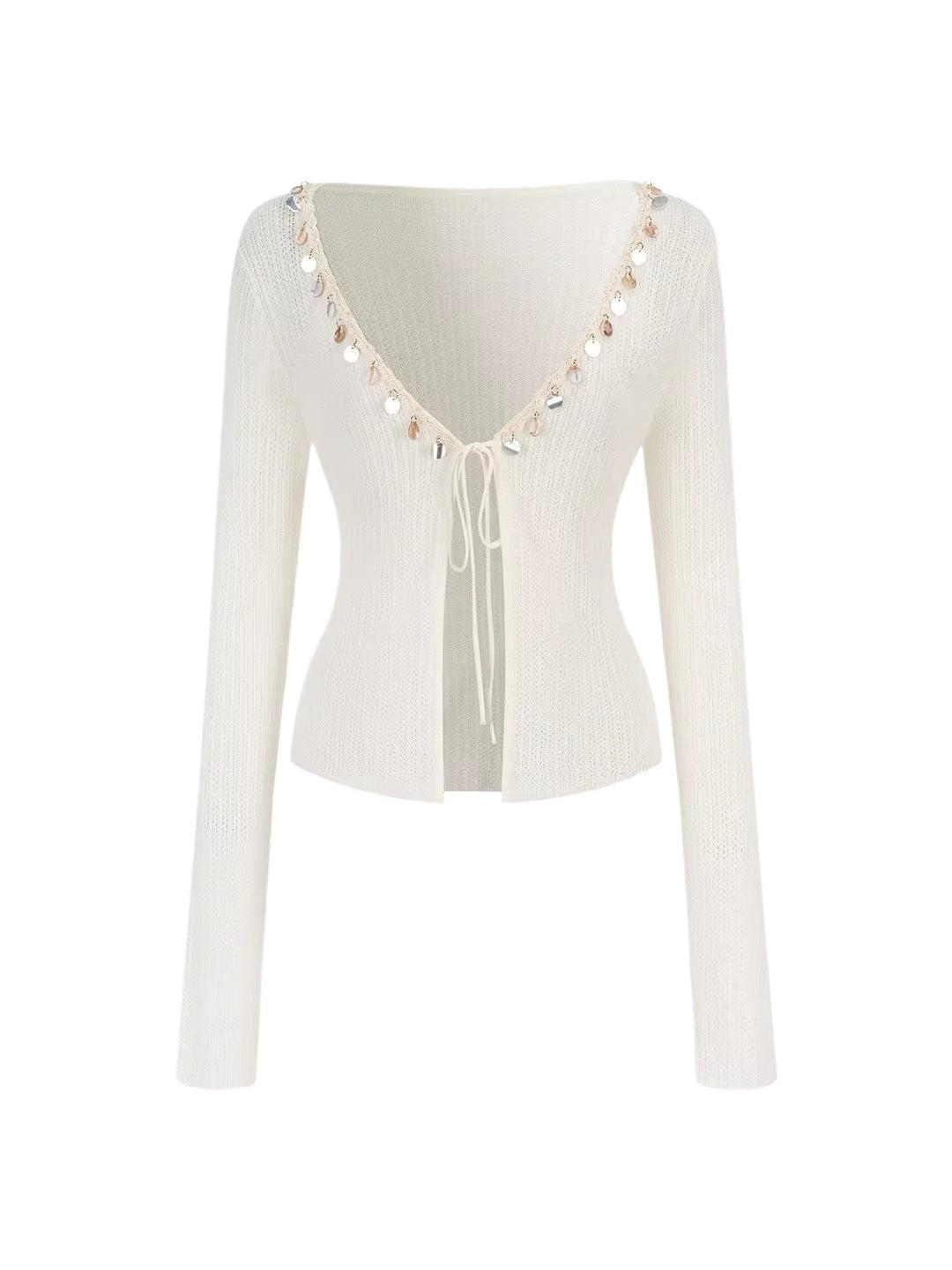 Beaded Knit Cardigan &amp; Tank Top Set