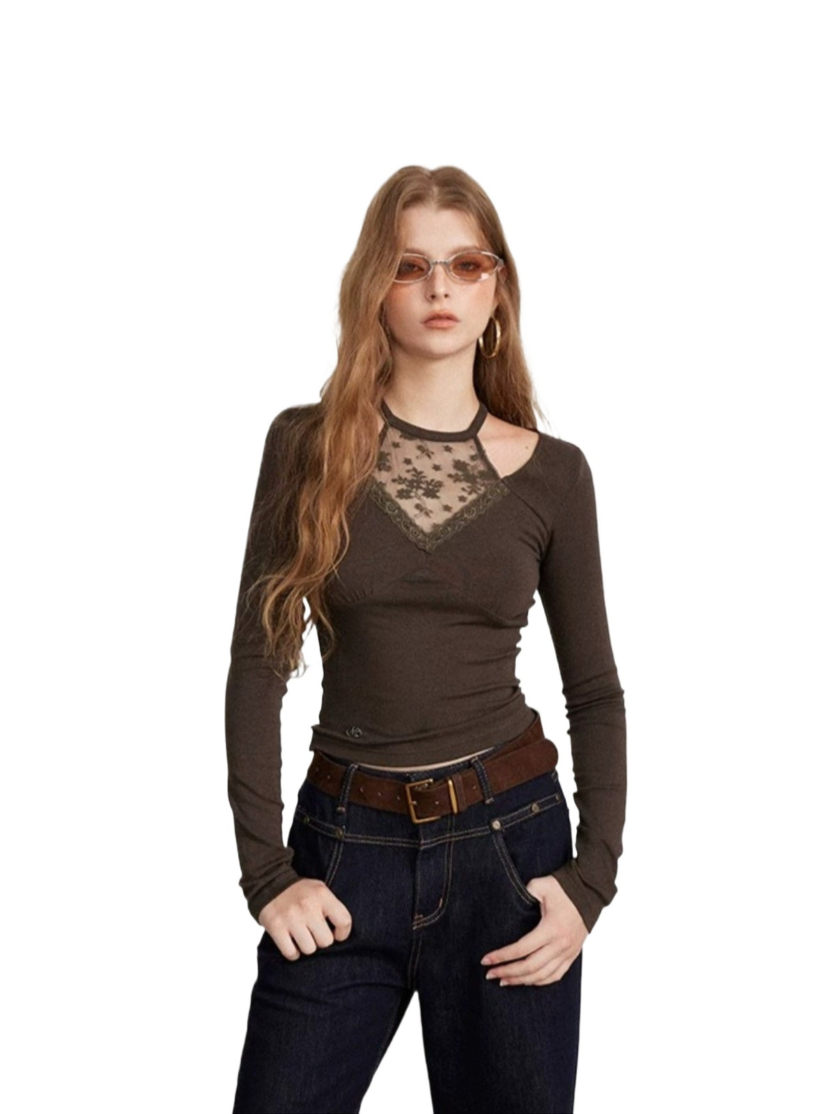 Lace Panel Hollow Base Top