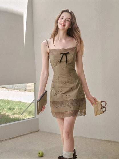 Cotton Embroidered Lace Slip Dress