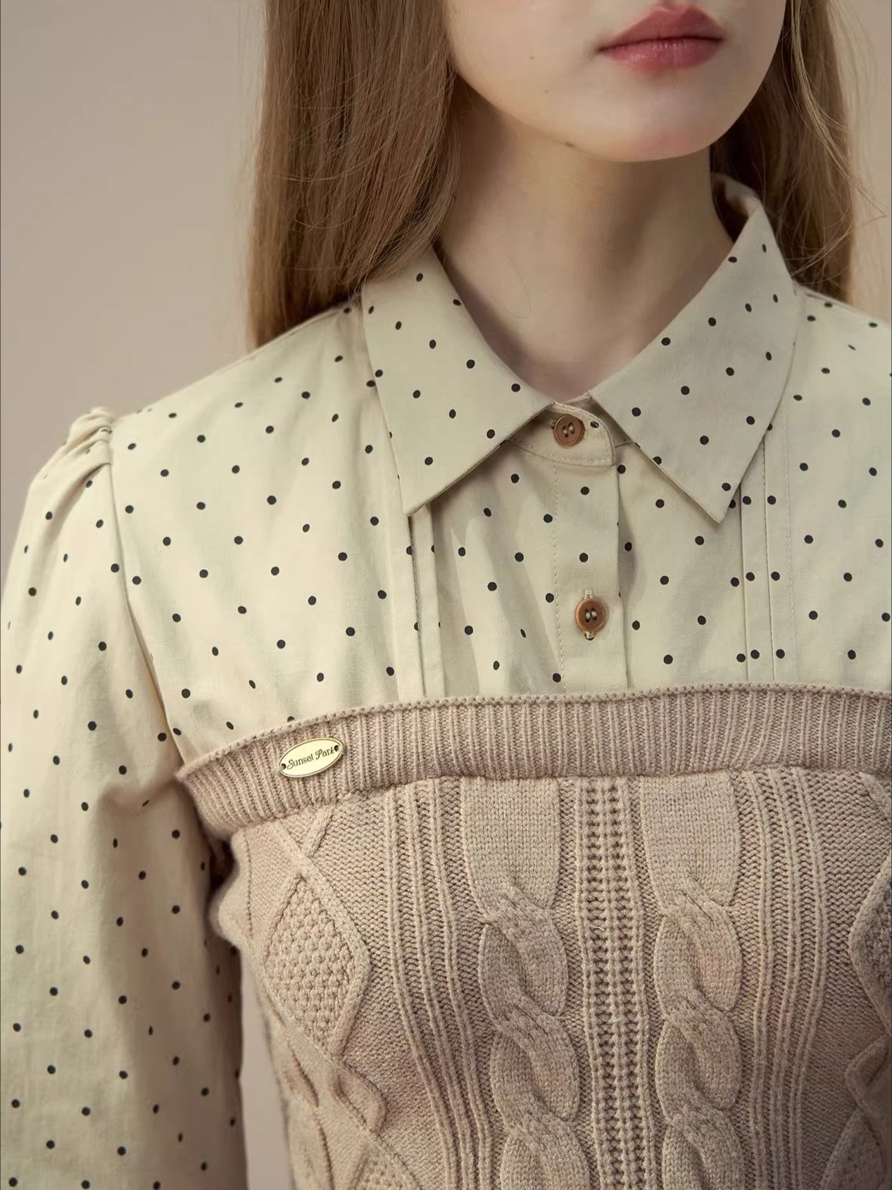 Polka-Dot Preppy Shirt &amp; Skirt Set