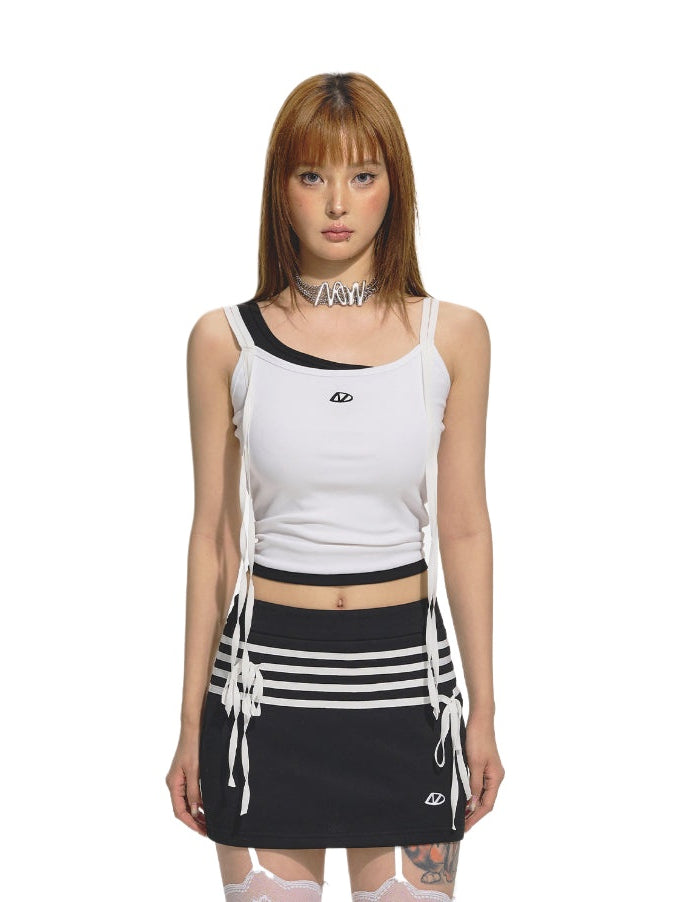 Color Block Mock Two-Piece Halter Top