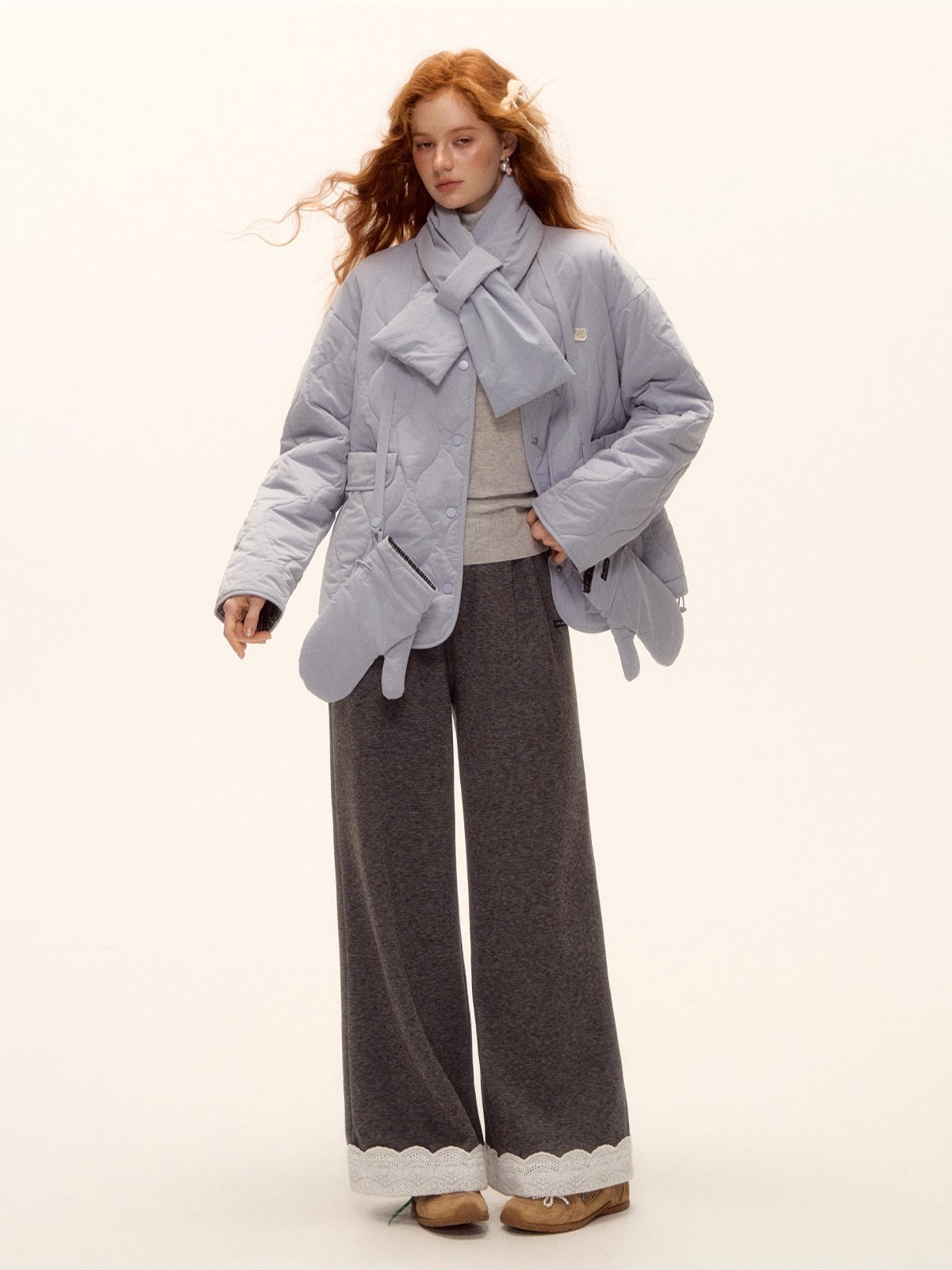 Wool Embroidered Trim Pants