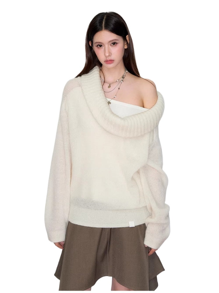 Draped Neck Knit Sweater