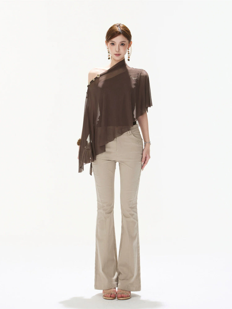Crystal Mesh Cape Top