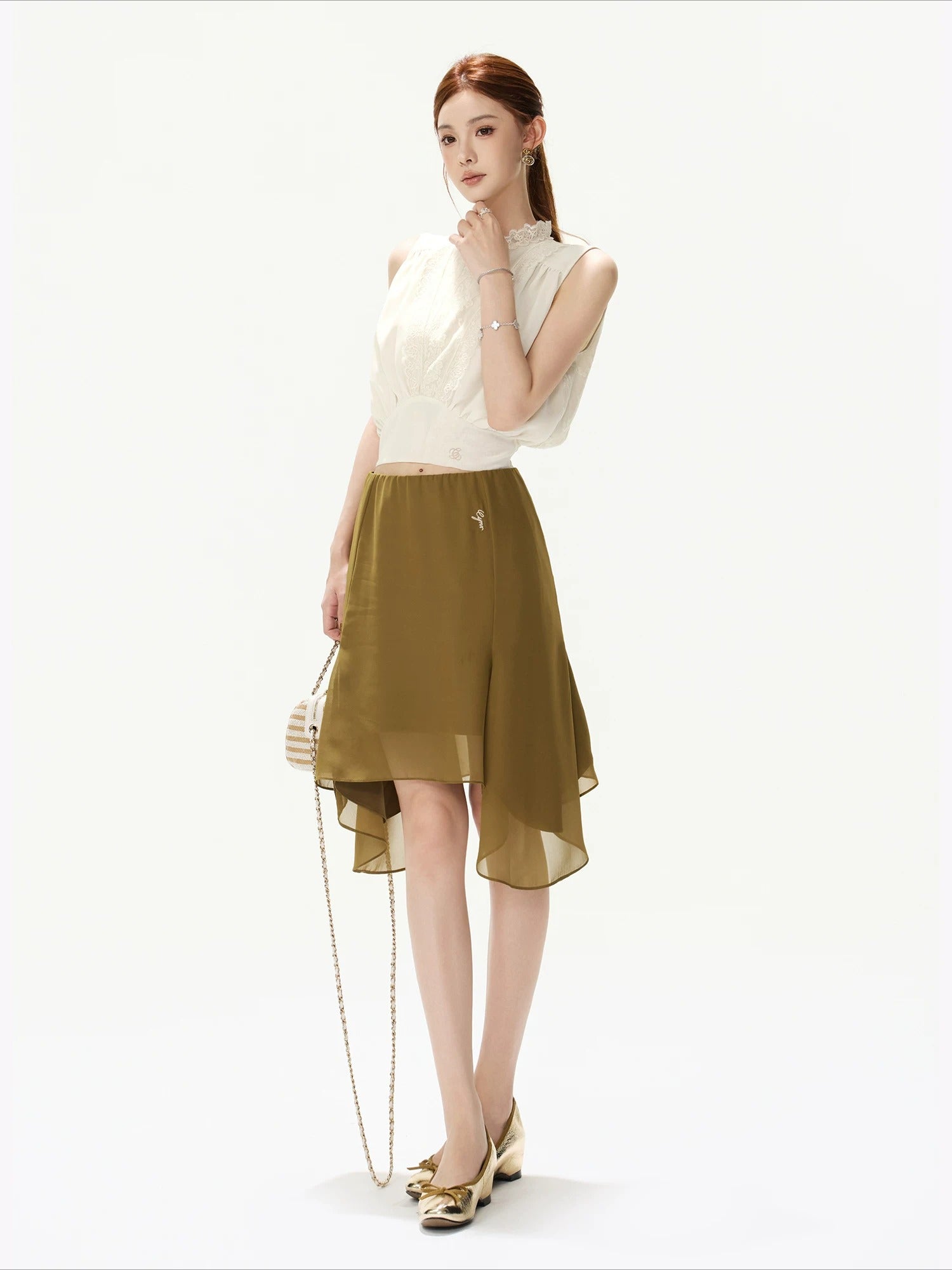 Chiffon A-Line Midi Skirt