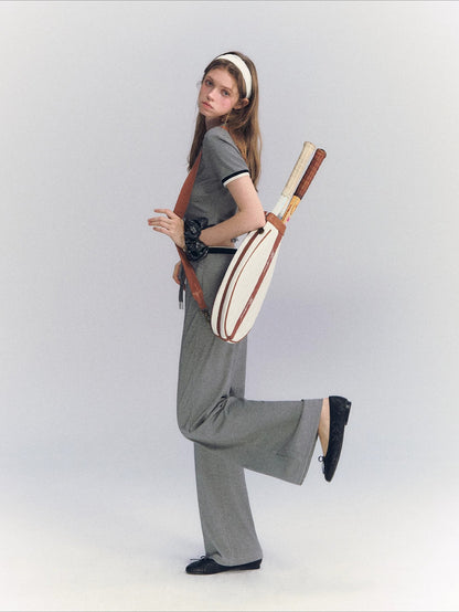 Contrast Trim Pants Set